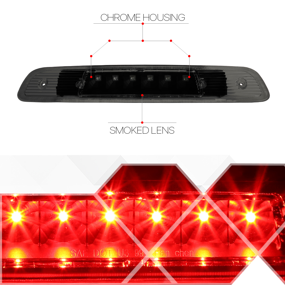 Fits 20012003 Toyota Highlander[Black/Smoke]LED Third 3rd Brake Light